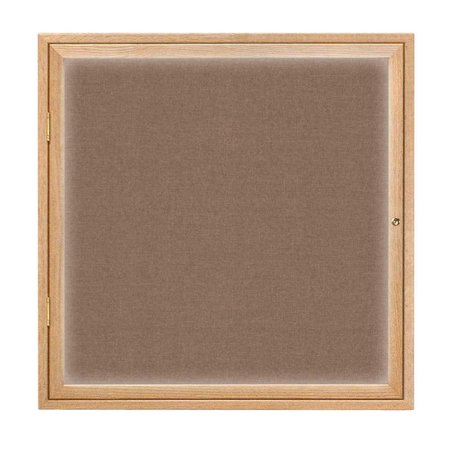 UNITED VISUAL PRODUCTS Single Door Slim Enclosed Radius EZ Tack Board, 48"x36", Bronze/Blue UVRDS48EZ-BLUE-BRONZE